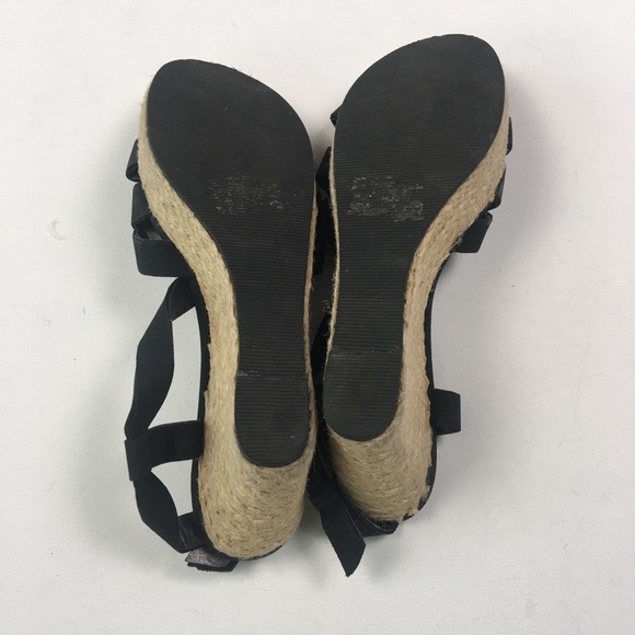 Cathy Jean Black Rope Wedge Sz 5 C59 - Picture 5 of 5